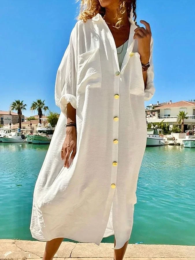 Women's Cotton Loose Shirt Dress