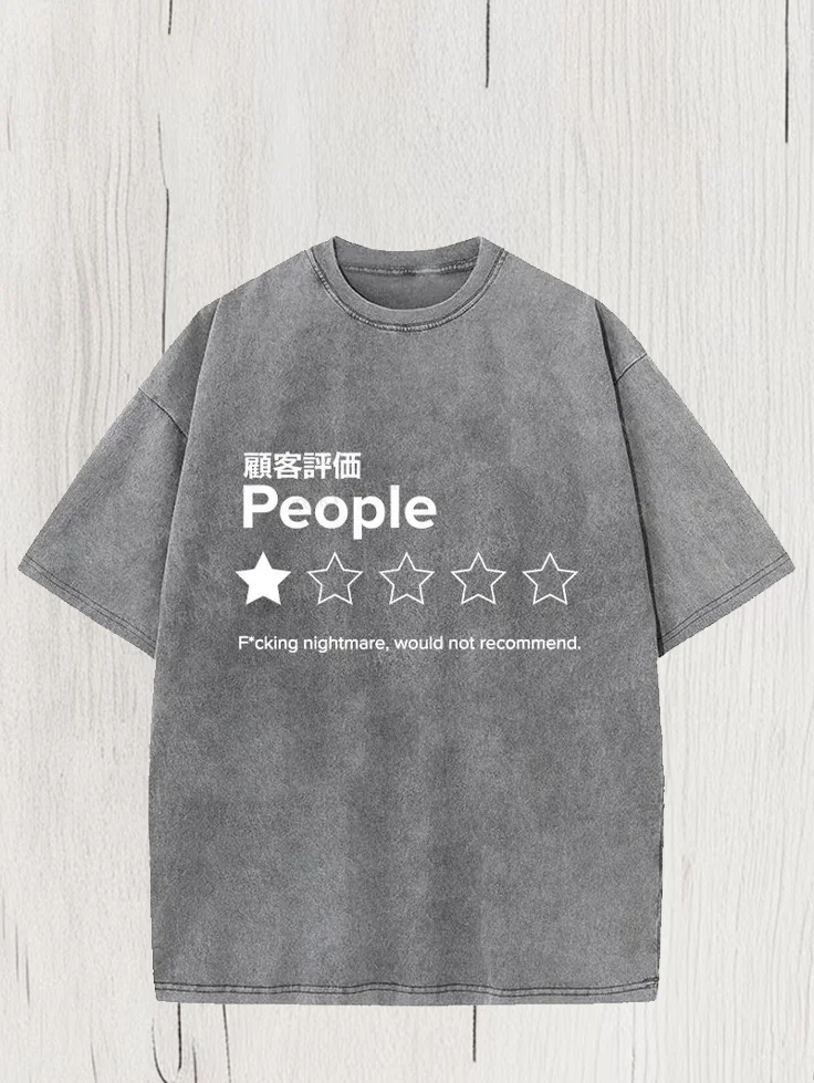 Men's People One Star Would Not Recommend Print Cotton Washed T-Shirt
