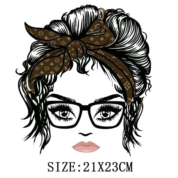 Fashion Girl Glitter Thermal Sticker DIY Washable Iron On Transfer For Clothing Beautiful Lady Patches On Clothes Applique Decor