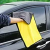 Car Wash Towel Absorbent Coral Fleece Towel for Home Cleaning Yellow+Grey