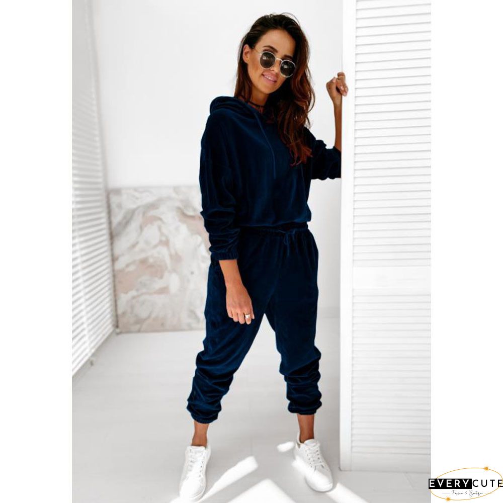Fashion Casual Plaid Velvet Women Sets