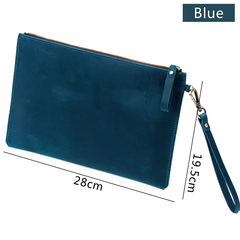 Fromthenon Head Layer Cowhide Leather File Bag Computer Laptop Case Notebook Cowhide File Zipper Bag Office Supplies