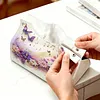 DIY Diamond Art Tissue Box Holder Music and Flowers Design PULeather Crystal Mosaic Desktop Organizer Bag Resin Rhinestone Storage Organizer Gem Art Home Office Decor Craft Gift for Women