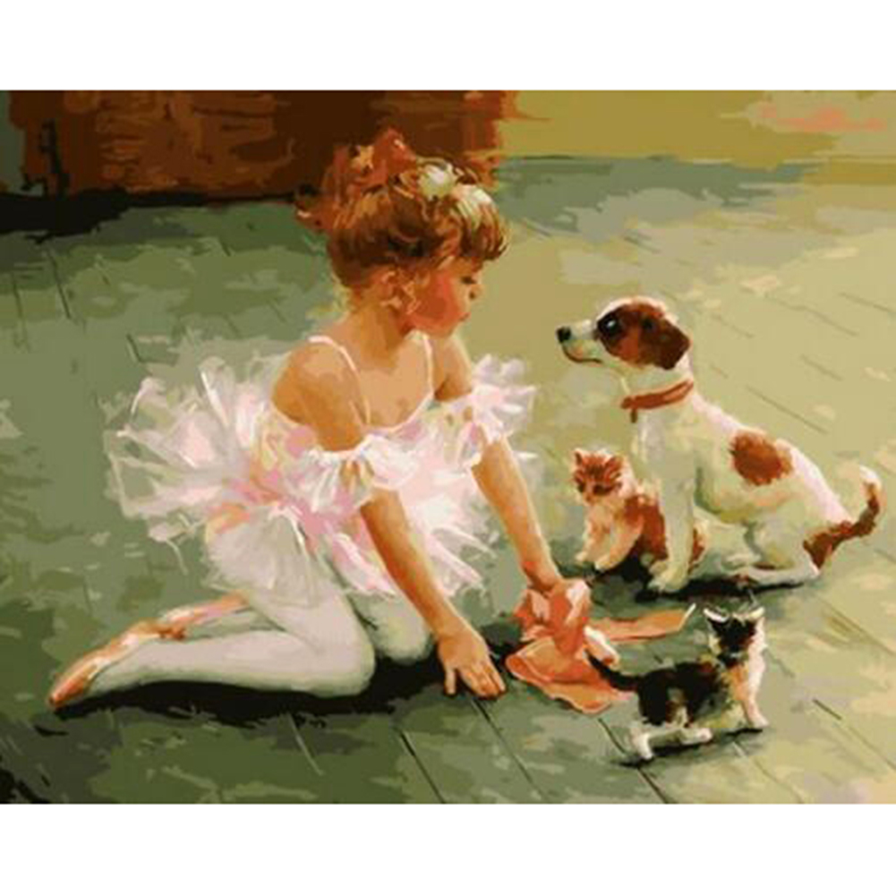 

40*30CM - Round Drill Diamond Painting - Girl, 501 Original