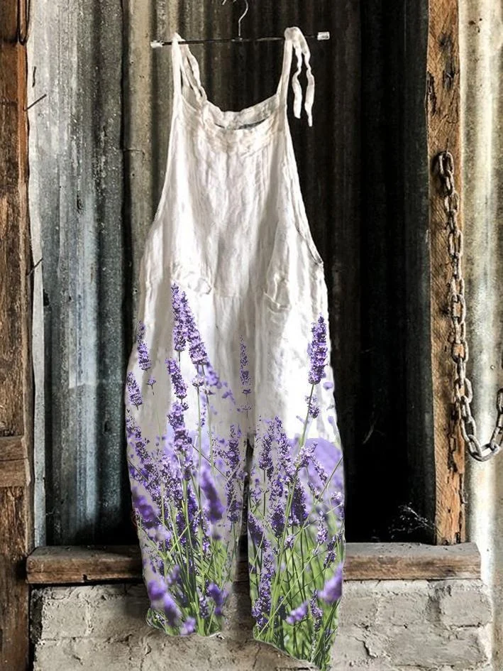 Printed Vintage Wide-Leg Jumpsuit