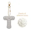 DIY 26 A-Z Letter Pearl Painting Keychain Charm Kits, Custom Alphabet Initial DIY Name Bag Key Ring Gift