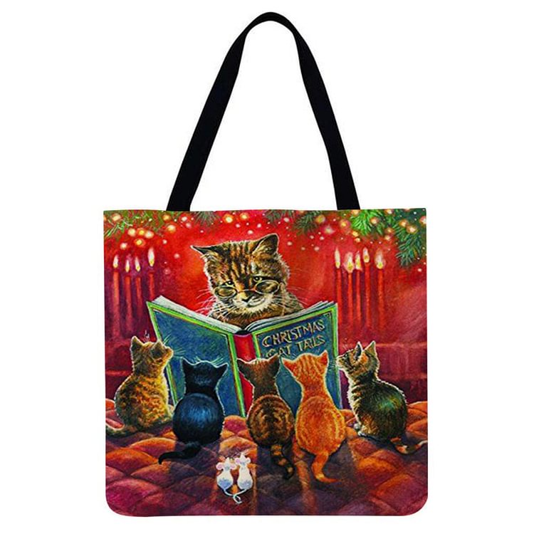 【Limited Stock Sale】Christmas Cat - Linen Tote Bag