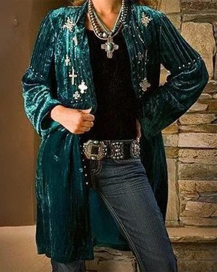 Ladies velvet coat cardigan