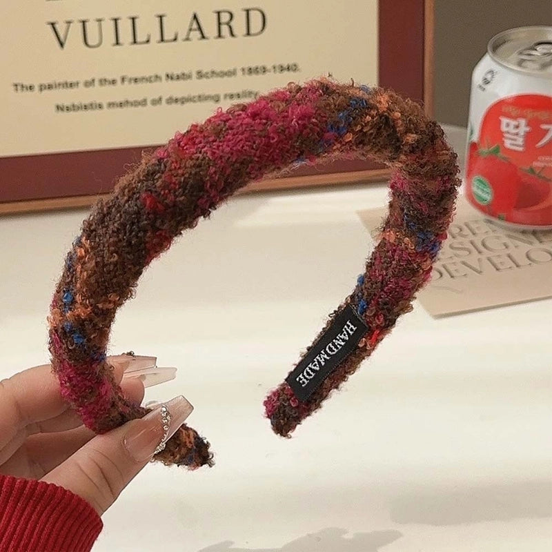 Casual Sweet Women’s Plaid Pu Leather Cloth Sequins Hair Band