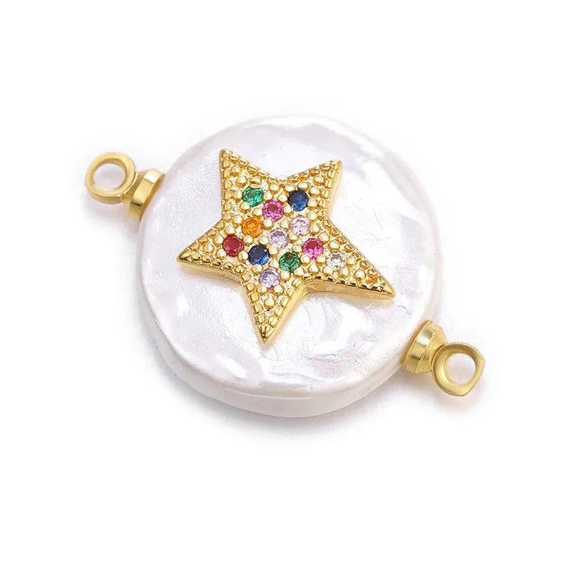 1 Piece 15.3*19.2mm Copper Zircon Heart Shape Eye Crab Pendant Jewelry Accessories