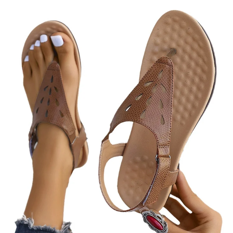 Flat Clip Toe Sandals Beach Shoes Holiday Casual Hollow Out Roman Sandals Radinnoo.com