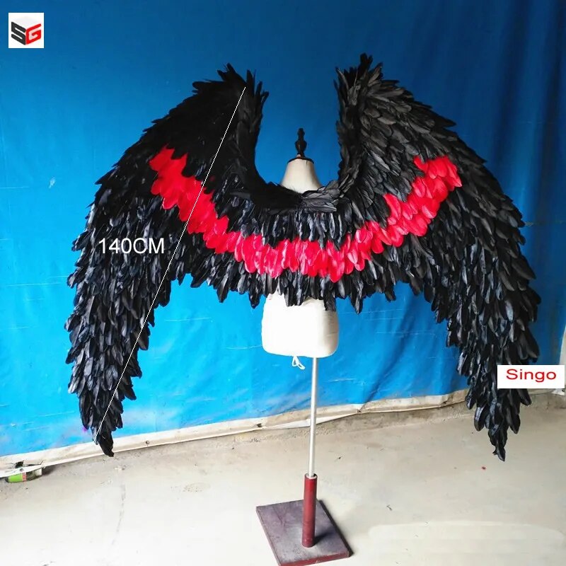 VCshoes Male/Female Amazing Big Black Devil Wings Cosplay Costume Props White Natural Feather Angel Wing