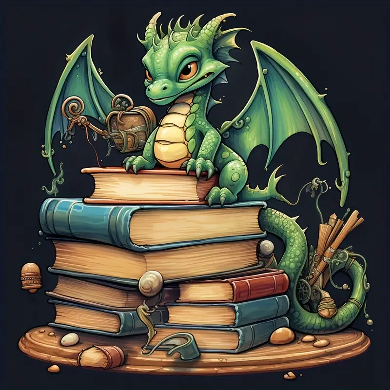 Diamond Painting - Full Round Drill - Book Dragon(Canvas|40*40cm)