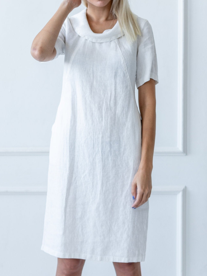 Casual Cotton-Blend Solid Dresses Zaesvini