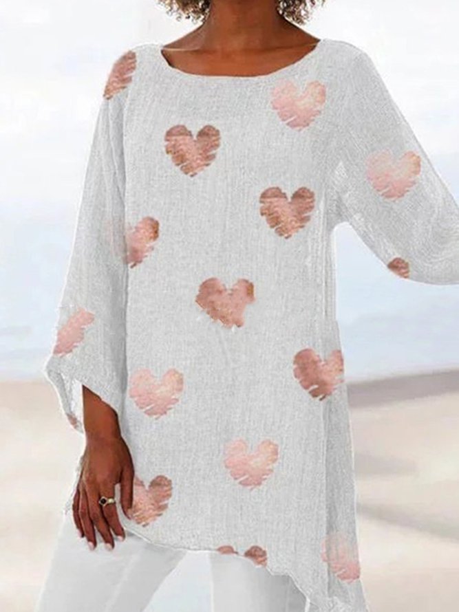 Love Print 3/4 Sleeve Shirts & Tops Zaesvini