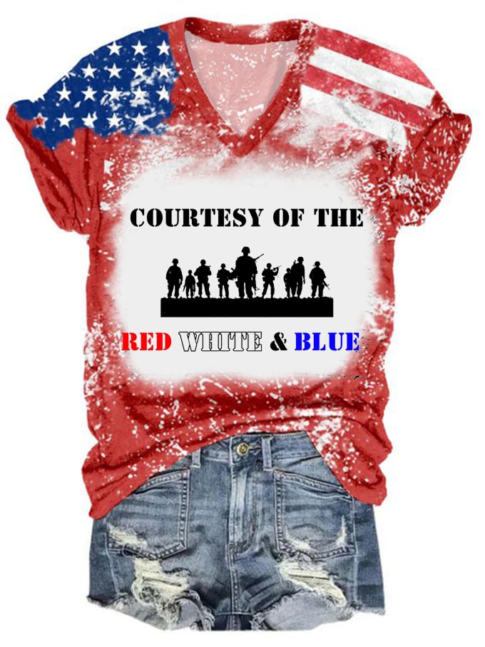 Women's Courtesy Of The Red White And Blue Print T-Shirt