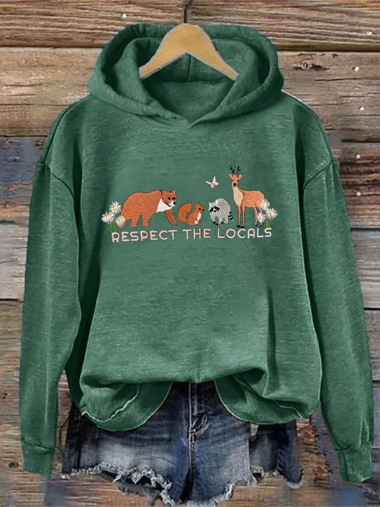 Simpfit Respektiere die Einheimischen, schütze den Nationalpark, bestickter Hoodie