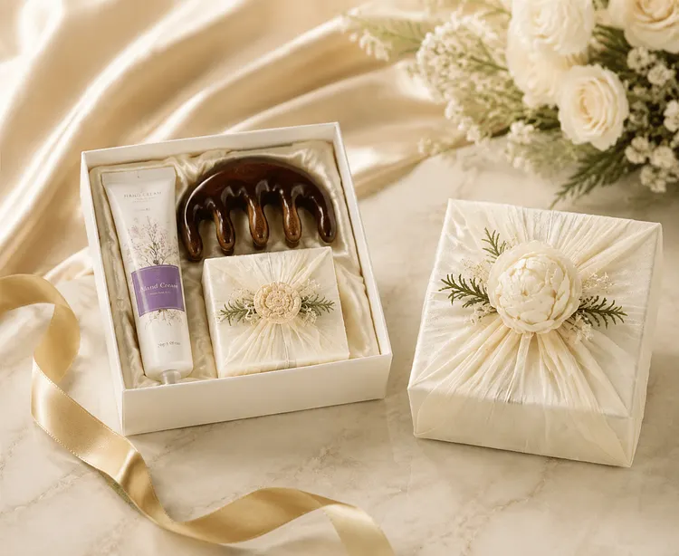 Natural Handmade Spa Gift Set &ndash; Herbal Soap and Hand Cream with Wooden Massage Comb | Includes Herbal Soap, Hand Cream, and Wooden Massage Comb | Perfect Gift for Weddings, Birthdays, and Mother's Day