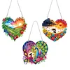 (US Only)3Pcs Sunrise Peacock Girl Diamond Painting Set Diamond Art Pendant for Wall Door