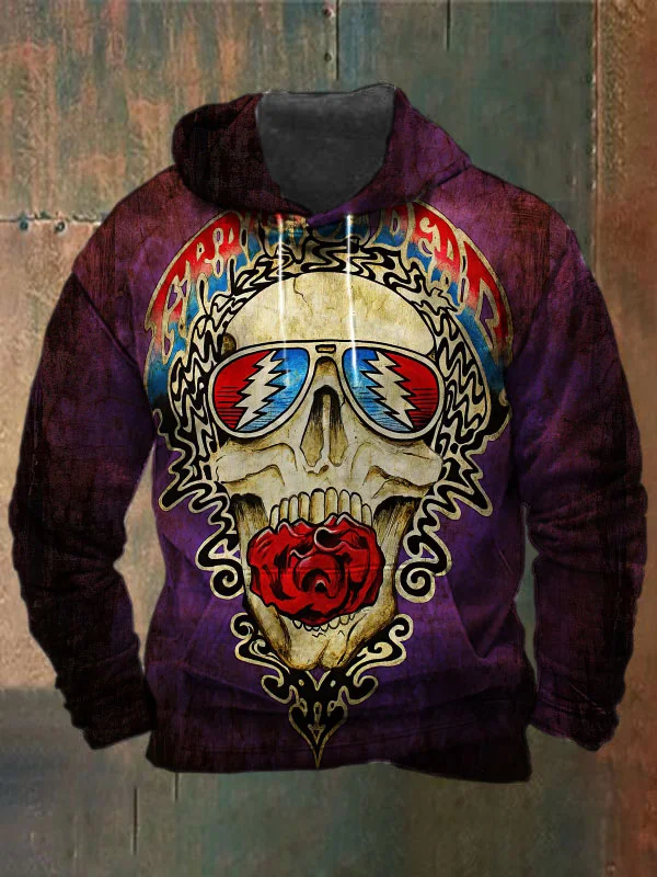 Unisex Skull Print Heavyweight Hoodies
