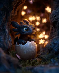 Dragon Hatchling in a Cave - Diamond Painting
