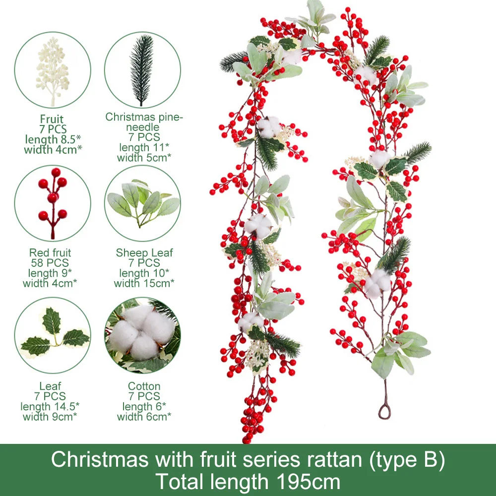 New Christmas Decoration Rattan Simulation Garland