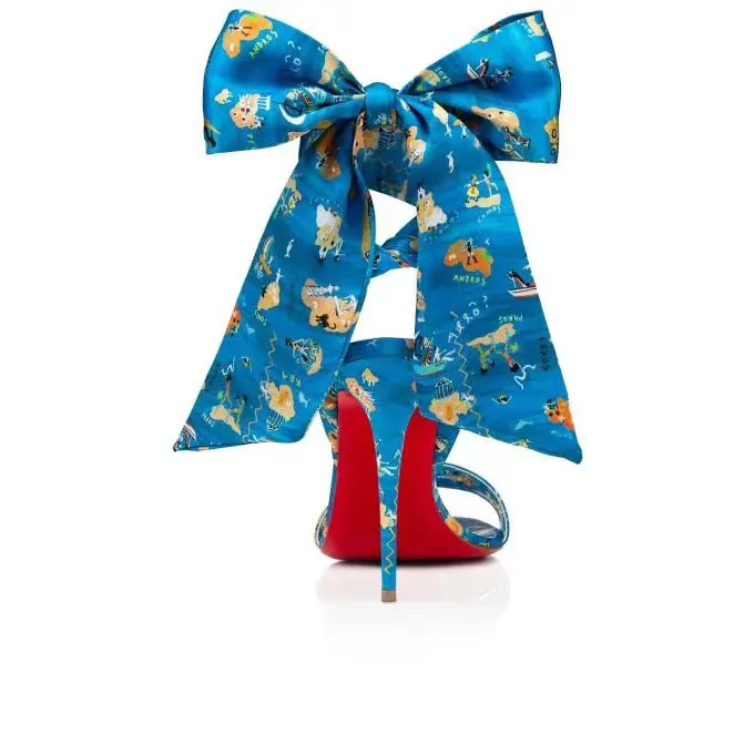 100mm Women's High Heels Fashion Floral Bow Ribbon Silk Red Bottom Sandals-vocosishoes