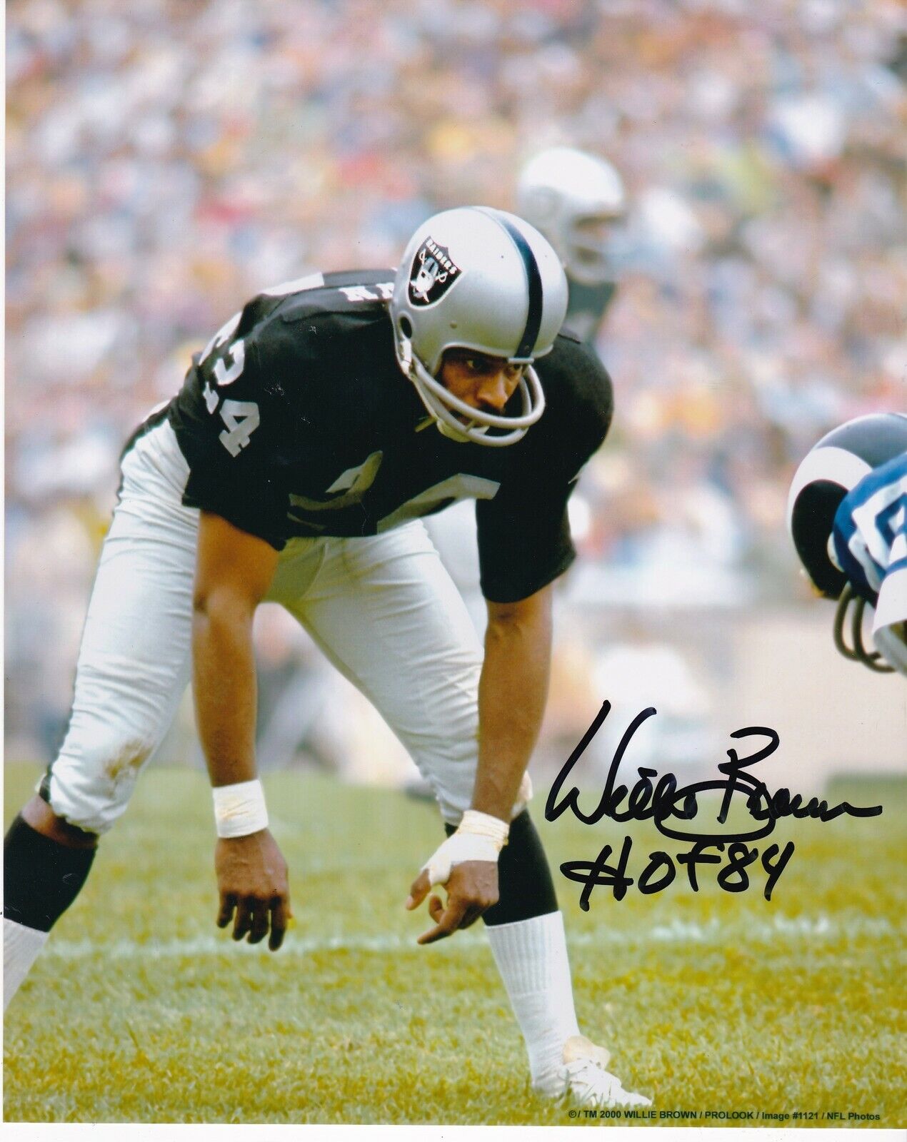 WILLIE BROWN OAKLAND RAIDERS HOF 84 ACTION SIGNED 8x10