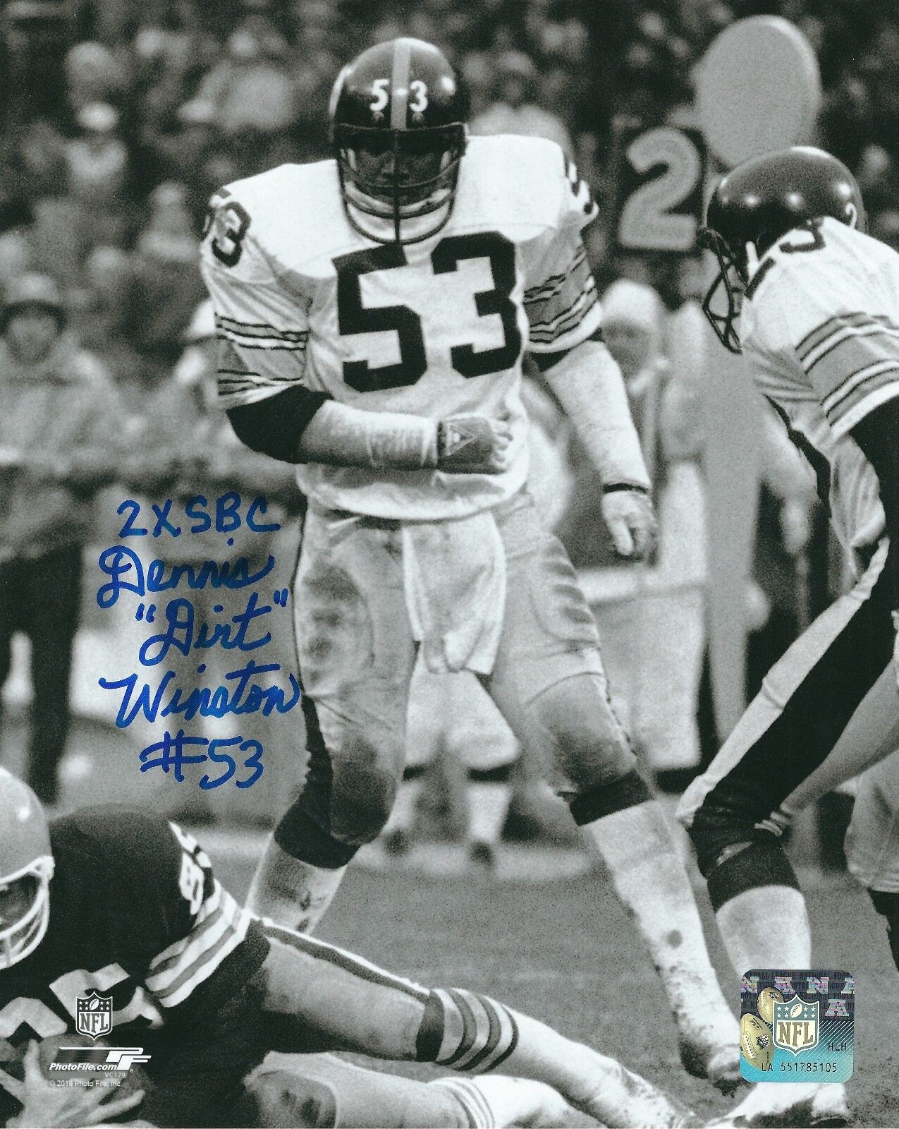 Autographed DENNIS WINSTON 2X SBC Pittsburgh Steelers 8x10 Photo Poster painting w/Show Ticket