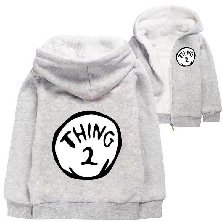 Mayoulove Thing 2 The Cat In The Hat Book Print Girls Boys Zip Up Lined Hoodie-Mayoulove