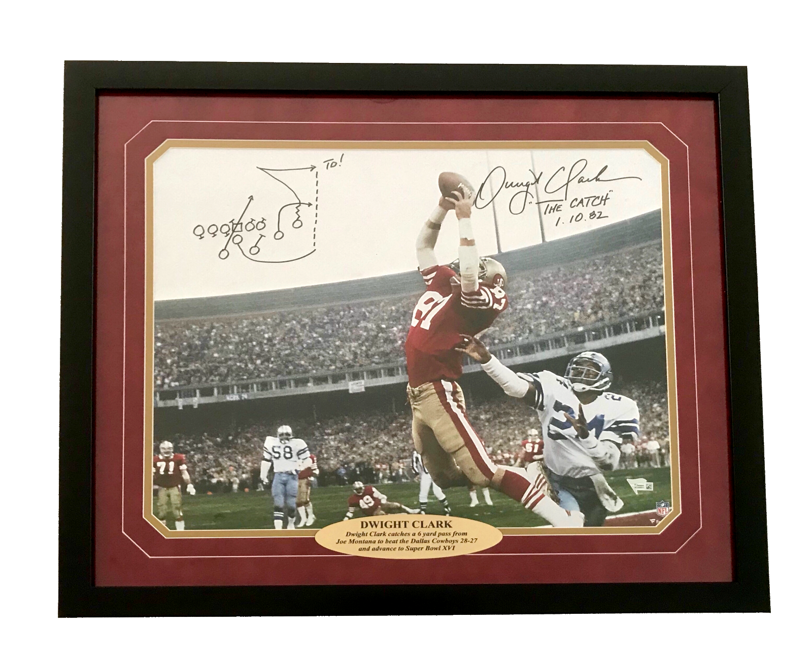 Dwight Clark Signed Hand Drawn The Catch