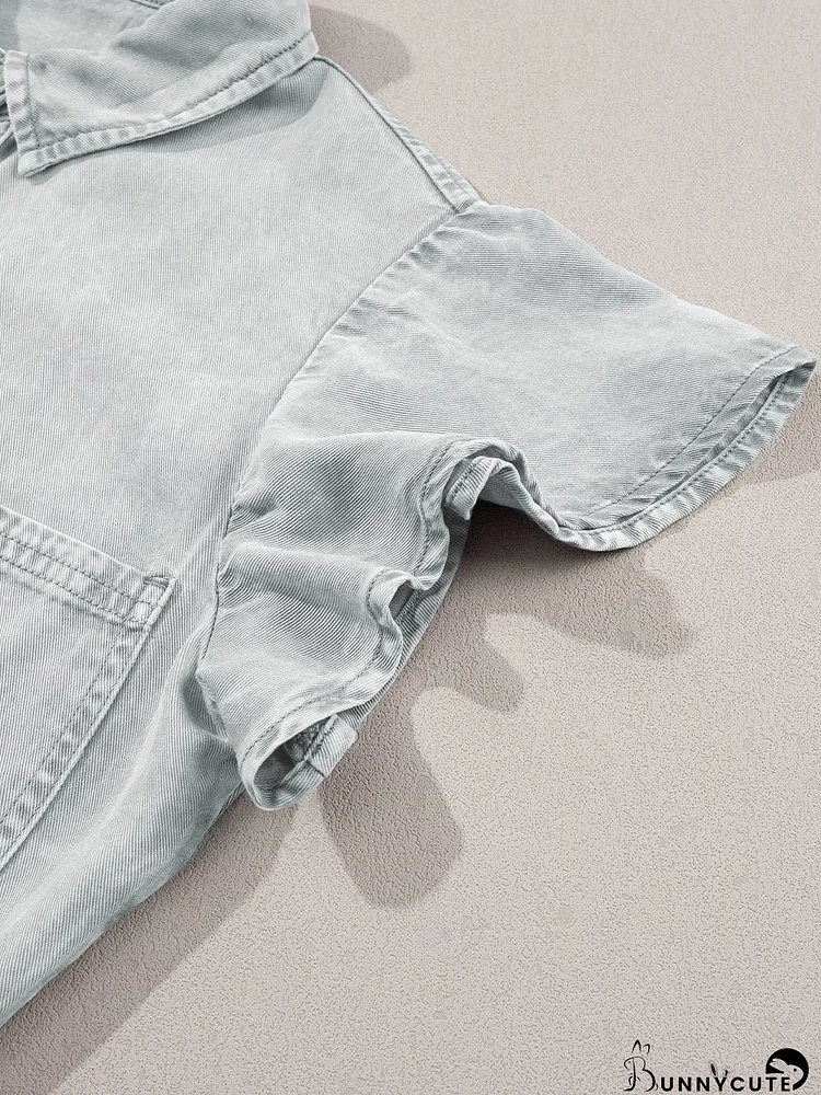 Short Sleeve Denim Mini Dress