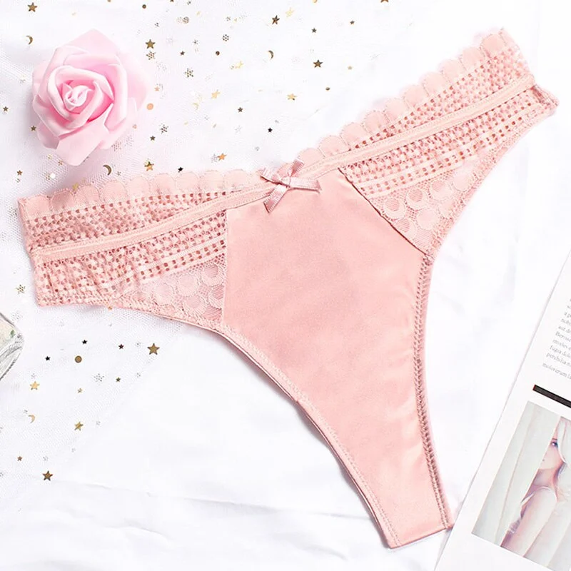CINOON Women Sexy Lace Panties Low-waist Underwear Thong Female G String Hollow Out Lingerie Temptation Embroidery Intimates