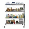 [US Local Warehouse] 5 Tier Wire Storage Rack with Wheels Garage Shelving Each Layer Support 250KG Shelving Units 70.87x59.76x23.98in for Warehouse Hospital Commercial Space