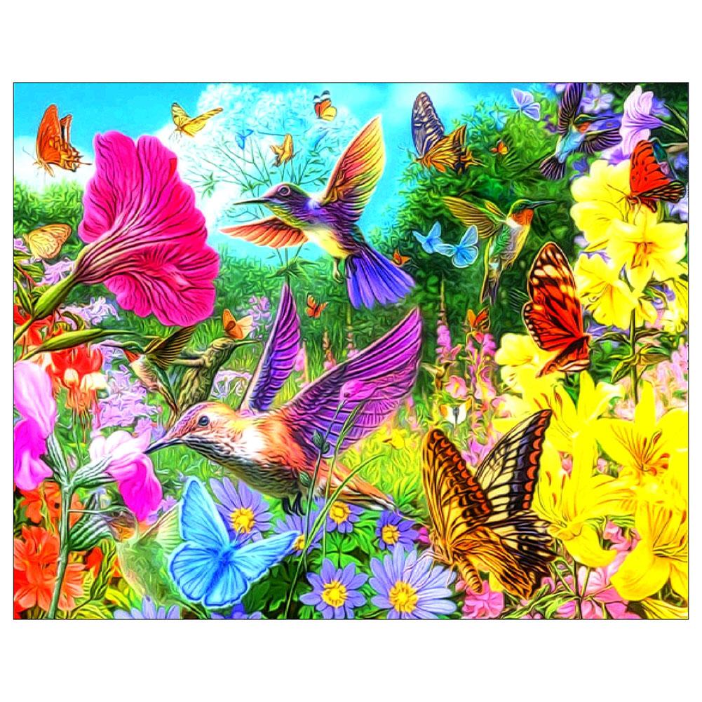 

30*25CM - Birds Flowers - Round Drill Diamond Painting, 501 Original