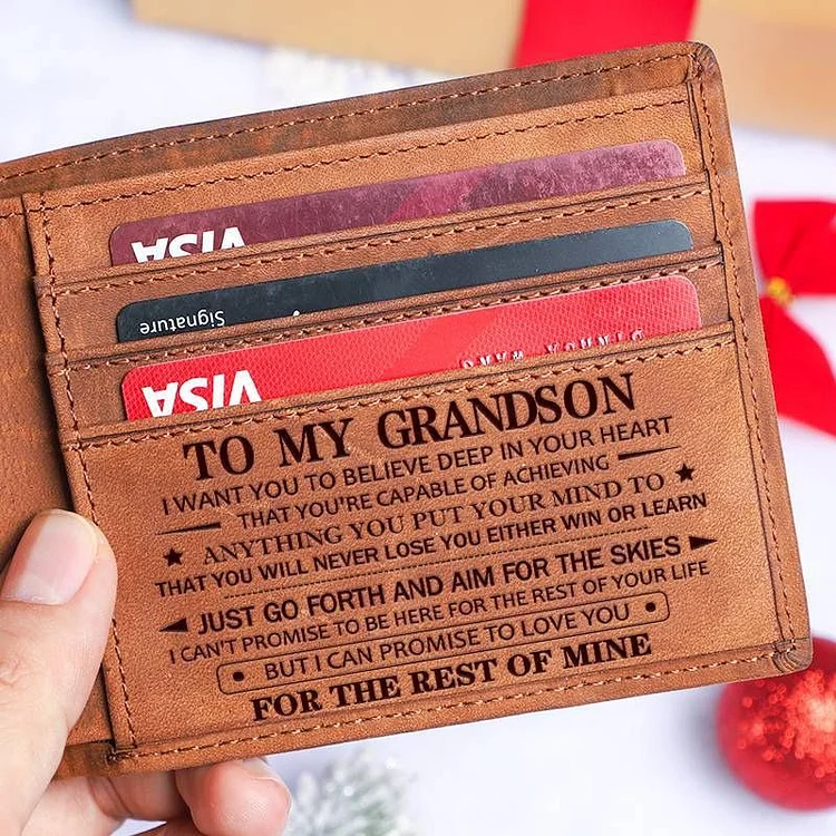 To My Grandson - You Will Never Lose - Top-grain Leather Wallet The Cold Blanket