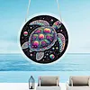 (18.5cm)DIY Acrylic Jigsaw Puzzle Window Hanging with Hanging Chain DIY Stained Glass Decoration Round Window Puzzle Decor for DIY Craft Project (Turtle)
