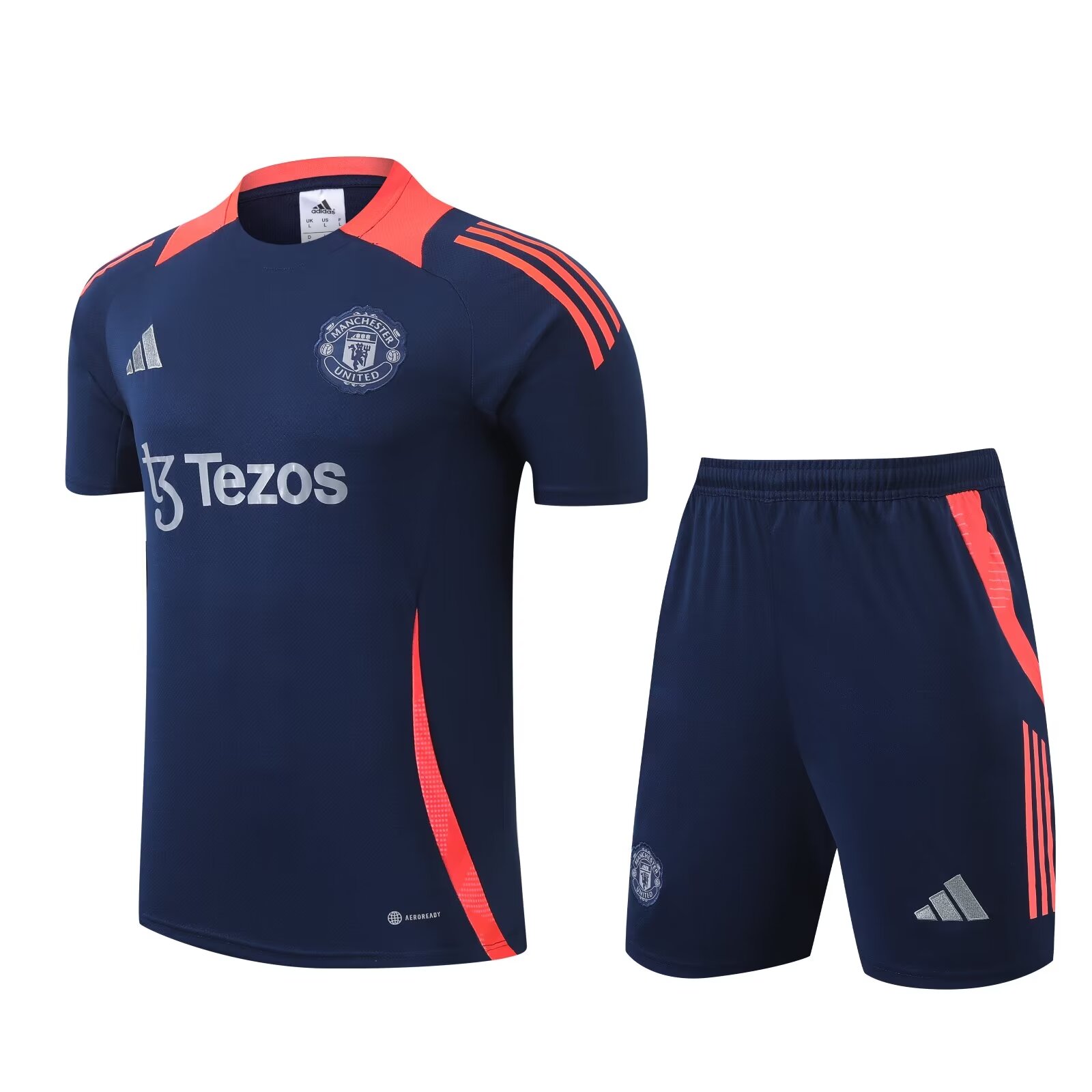 24/25 Manchester United Training Kit Short Sleeve Blue Soccer Jersey Thai Quality