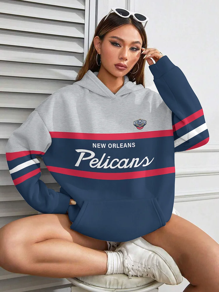 New Orleans Pelicans Printed Hooded Pocket Pullover Hoodie