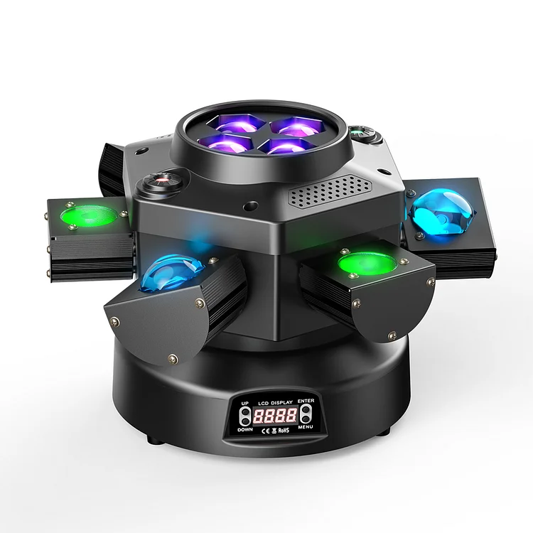 🎁Yiflamefly 150W Moving Head DJ Lights 6 Arms Party Lights RGBW 4IN1 LED Stage Lighs DMX512 For Wedding Party Disco KTV Wedding