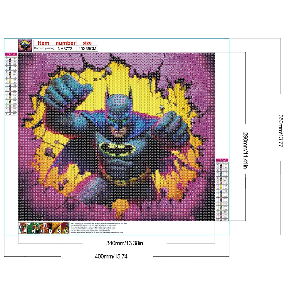 Diamond Painting - Full Round Drill - Batman Breaking Wall(Canvas|40*35cm)