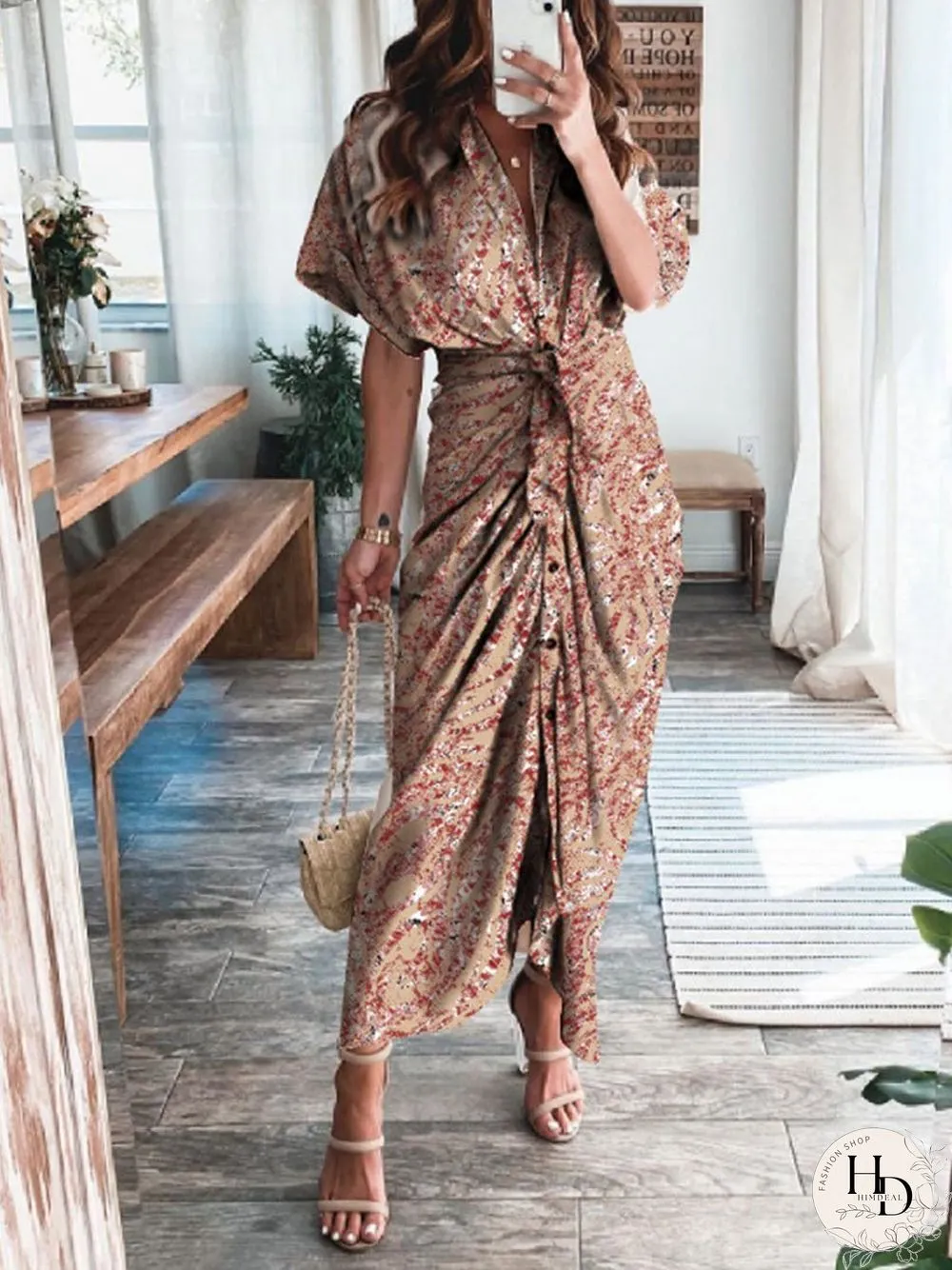 Fashion Print Shirt Dress multicolor P11649