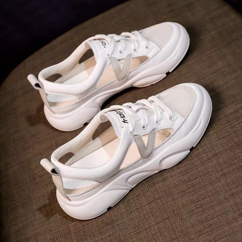 Comfort Summer Sandals Women Sneakers Mesh Casual Platform Trainers Shoes Flat Heels Shoes Female Cutout Casual Slippers
