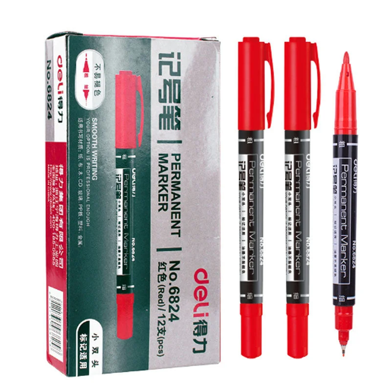 9pcs/Set Twin Tip Permanent Markers, Black, Red,Blue Ink, 0.5mm-1mm pens for School Office Supplies Student Stationery