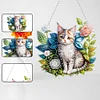 >SALE<Acrylic 2D Flat DIY Flower Cat Hanging Diamond Art Kits Wall Door Decoration