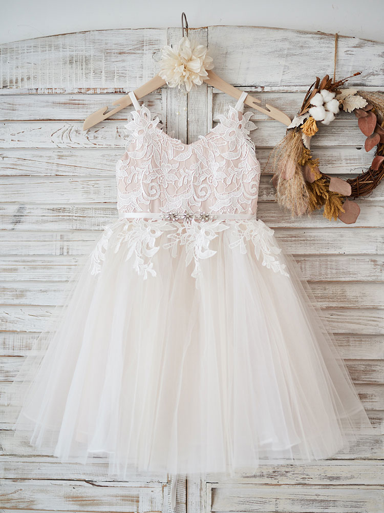 Bellasprom Sleeveless V-Neck Tulle Flower Girl Dress With Appliques Bellasprom