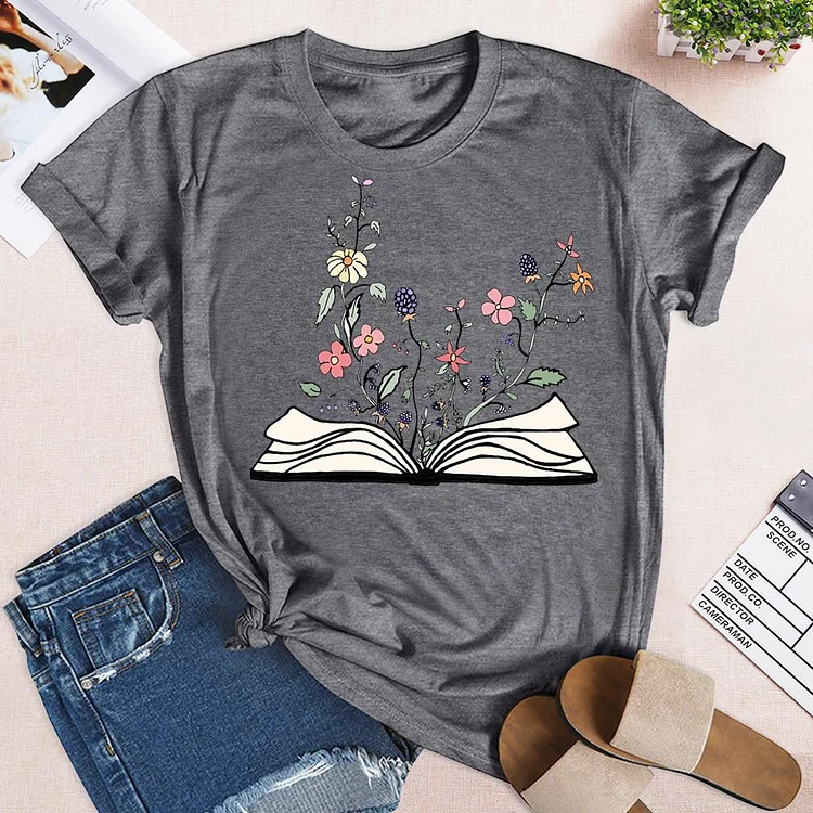 ⚡HOT SALE - Flowers Growing From Books T-shirt Tee-03703
