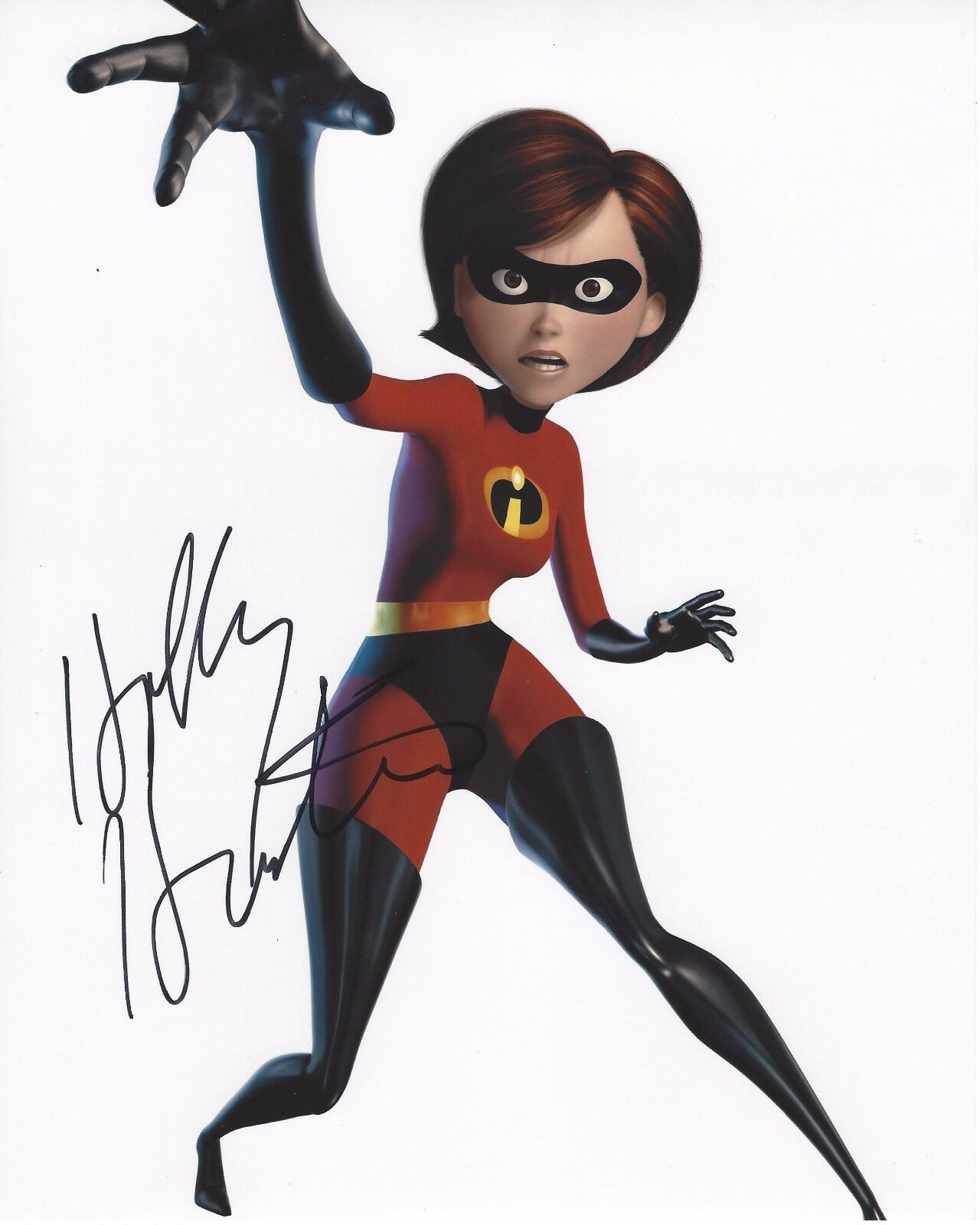 ACTRESS HOLLY HUNTER SIGNED THE INCREDIBLES MOVIE 8X10 Photo Poster painting A W/COA ELASTIGIRL