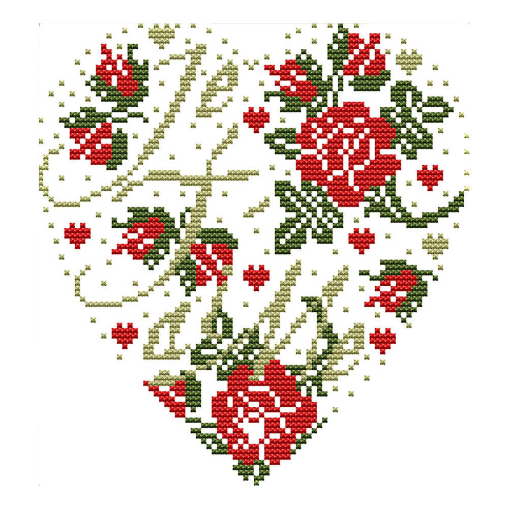 

Heart Shaped Rose - 14CT Stamped Cross Stitch - 20*21cm, 501 Original