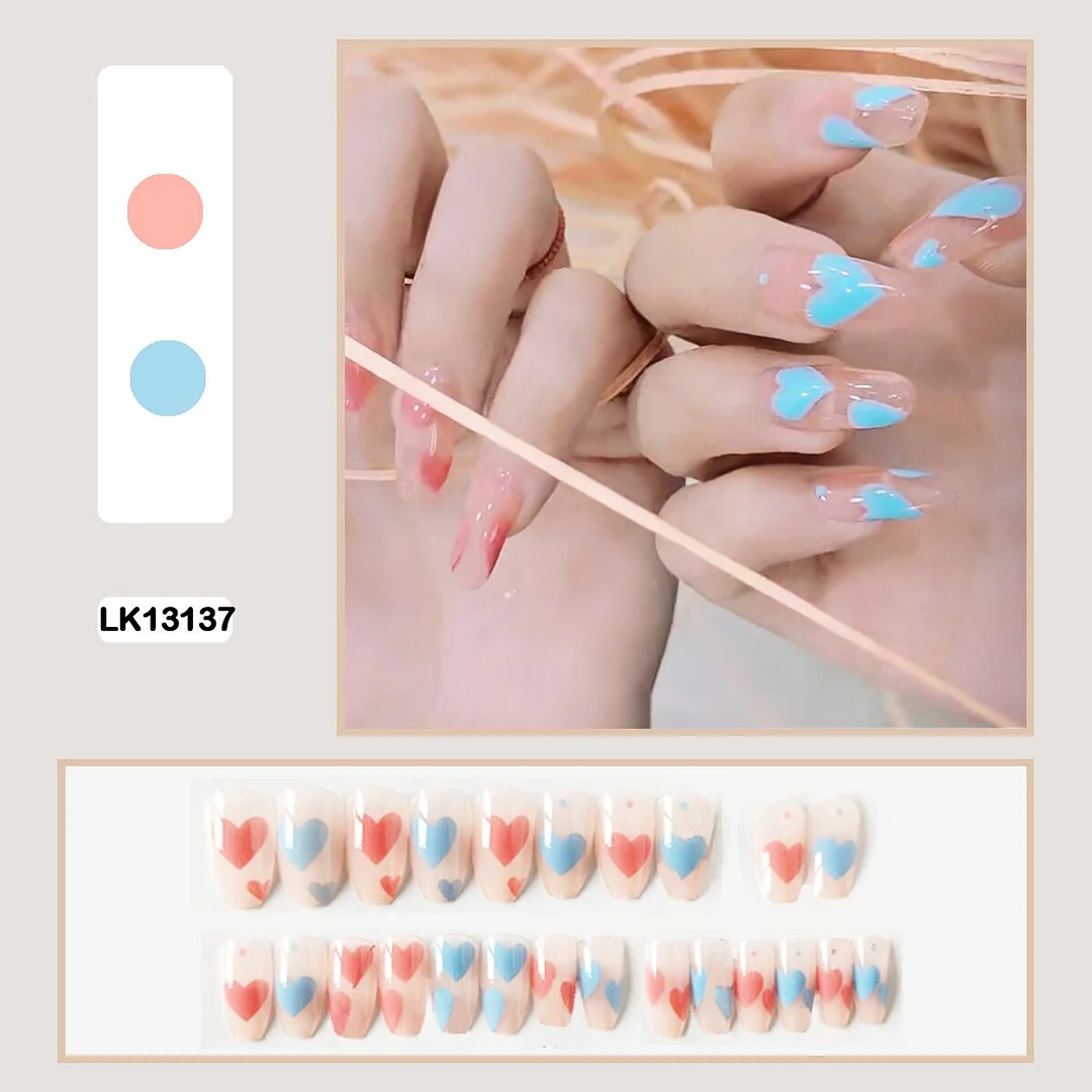 Personality Graffiti Flame Sweet Cool Girl False Nail Art Fake Nails With Glue And Sticker 24pcs/box-Nail Inspo